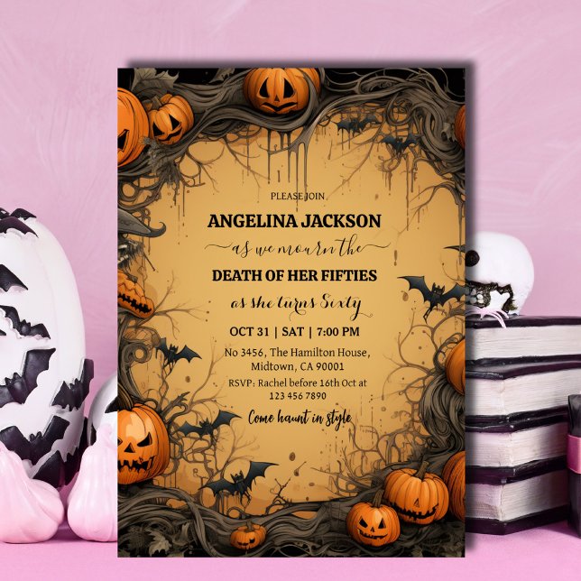 Convite de Aniversário de 60 anos de Halloween Abó (Criador carregado)