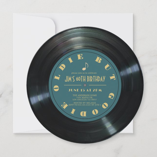 Convite de Aniversário de 60 Anos Disco de Vinil V (Frente)