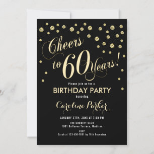 Convite de Aniversário de 60 anos - Dourado Preto