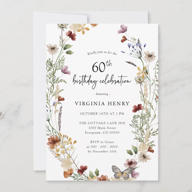 Convite de Aniversário de 60 Anos Elegante (Frente)