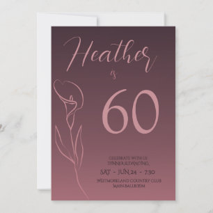 Convite de Aniversário de 60 anos Elegante Floral
