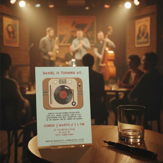 Convite de Aniversário de 60 anos em Disco de Vini (Criador carregado)