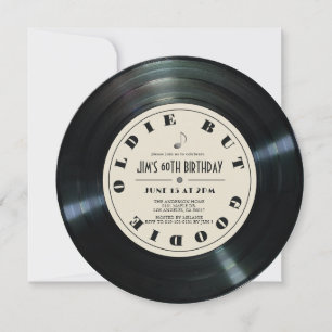 Convite de Aniversário de 60 anos em Vinil Bege