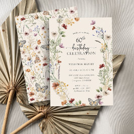 Convite de Aniversário de 60 anos Floral