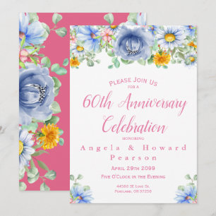 Convite de Aniversário de 60 Anos Floral de Eucali