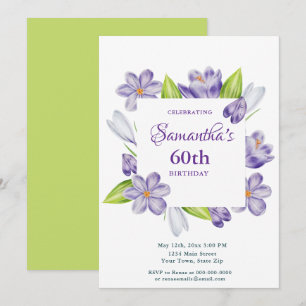 Convite de Aniversário de 60 anos Floral Elegante