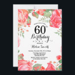 Convite de Aniversário de 60 anos Floral Vermelho<br><div class="desc">Convite de Aniversário de 60 anos Floral Vermelho Botânico. Convite de Aniversário de Peônias Rosa Floral para Mulheres. Flor Floral Aquarela. Flores Elegantes Rosa e Peônia. Aniversário Adulto. Fundo Branco. Preto e Branco. 13º 15º 16º 18º 20º 21º 30º 40º 50º 60º 70º 80º 90º 100º, Qualquer Idade. Para personalização...</div>