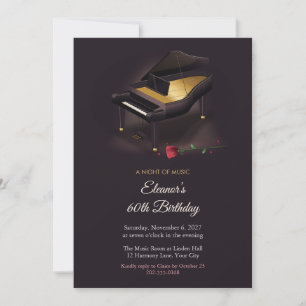 Convite de Aniversário de 60 anos Grand Piano e Ro
