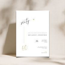 Convite de Aniversário de 60 anos Minimal Moderno