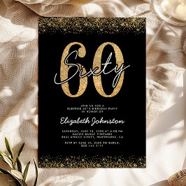 Convite de Aniversário de 60 Anos Moderno Preto Do