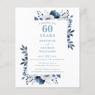 Convite de Aniversário de 60 Anos Orçamento Parabé