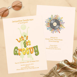 Convite de Aniversário de 60 anos Retro Groovy