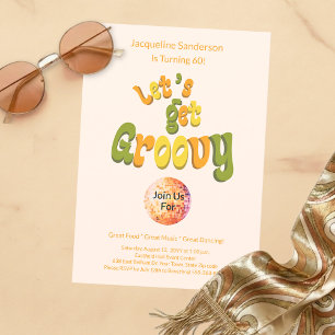 Convite de Aniversário de 60 anos Retro Groovy