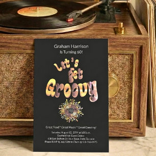 Convite de Aniversário de 60 anos Retro Groovy