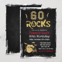 Convite de Aniversário de 60 Anos Rockstar Guitar