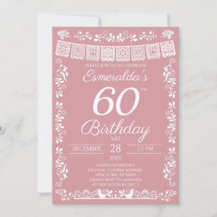 Convite de Aniversário de 60 anos Rosa Blush Festa