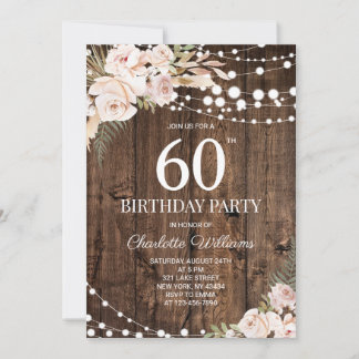 Convite de Aniversário de 60 Anos Rústico