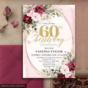 Convite de Aniversário de 60 anos Sofisticado Boho