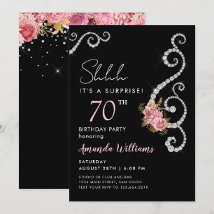 Convite de Aniversário de 60 anos Surpresa Rosas D