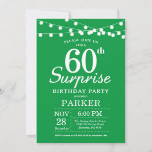 Convite de Aniversário de 60 anos Surpresa Verde