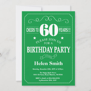 Convite de Aniversário de 60 anos Verde e Branco