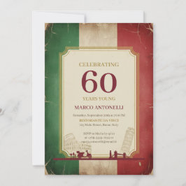 Convite de Aniversário de 60 Anos Vintage Italiano