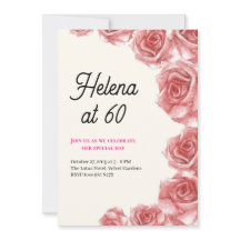 Convite de Aniversário de 60 anos Vintage Roses