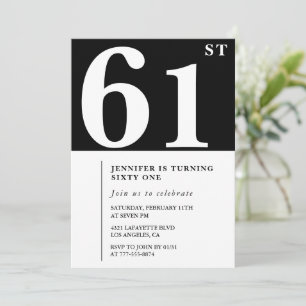 Convite de aniversário de 61 anos feminino Elegant