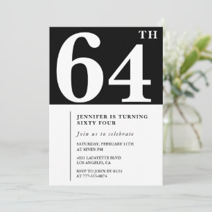 Convite de aniversário de 64 anos feminino Elegant
