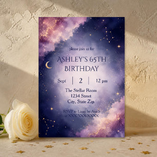 Convite de Aniversário de 65 anos Celestial Clássi