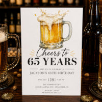 Convite de Aniversário de 65 Anos Cheers