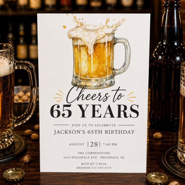 Convite de Aniversário de 65 Anos Cheers (Criador carregado)