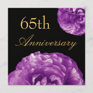 Convite de Aniversário de 65 anos - Rosas ROXAS