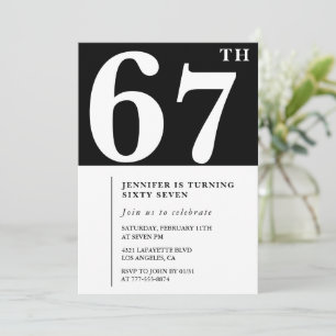 Convite de aniversário de 67 anos elegante para mu