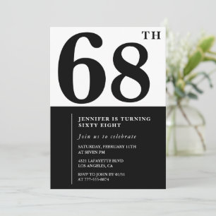 Convite de aniversário de 68 anos elegante para mu