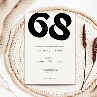 Convite de Aniversário de 68 anos Minimalista - Ti