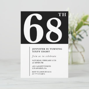 Convite de aniversário de 68 anos mulher Elegante 