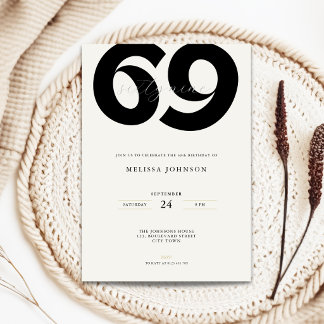 Convite de Aniversário de 69 anos Minimalista - Ti