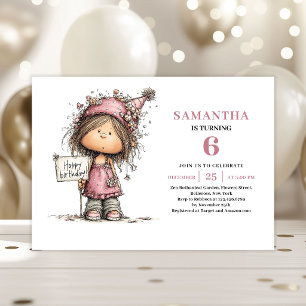 Convite de Aniversário de 6 anos Caprichoso Design