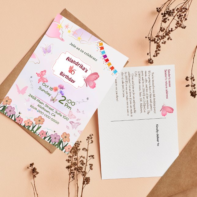 Convite de aniversário de 6 anos com tema de borbo (Criador carregado)