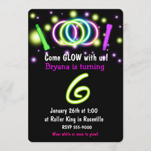 Convite de Aniversário de 6 anos da GLOW Lights Id