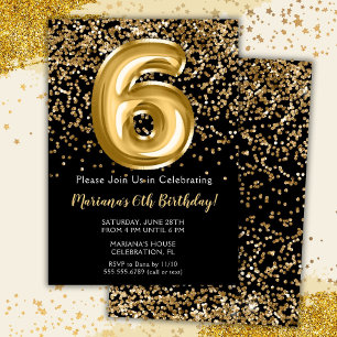 Convite de Aniversário de 6 Anos da Menina Black G
