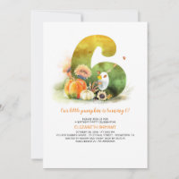 Convite de Aniversário de 6 anos Little Pumpkin Fa