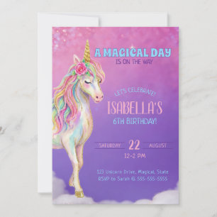Convite de Aniversário de 6 anos para Meninas Unic