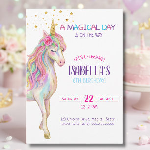 Convite de Aniversário de 6 anos para Meninas Unic