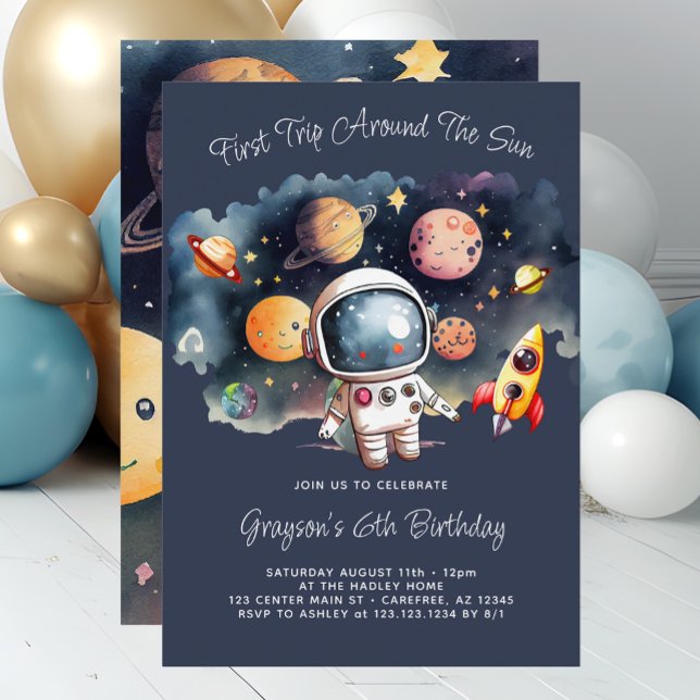 Convite de Aniversário de 6 anos para Planetas do  (Criador carregado)