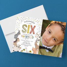Convite de Aniversário de 6 anos Photo Barnyard Fa