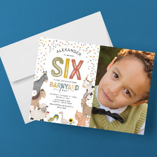 Convite de Aniversário de 6 anos Photo Barnyard Fa