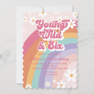 Convite de Aniversário de 6 anos Rainbow Young Wil