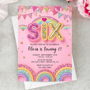 Convite de Aniversário de 6 anos Rosa Menina, 6º C
